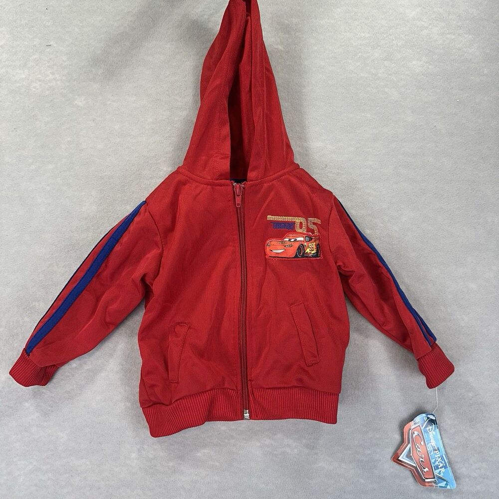 NWT Vintage 2000s Disney‎ Cars 18M Lightning McQueen Hooded Track Jacket  New